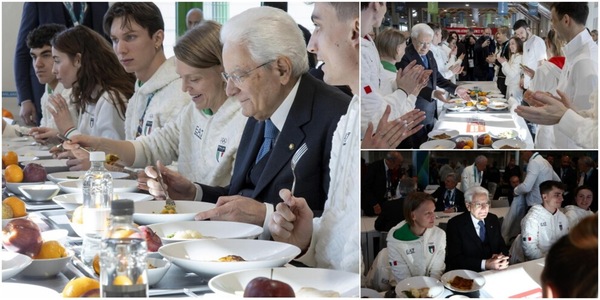 Pranzo al Villaggio Olimpico insieme agli atleti per il Presidente Mattarella