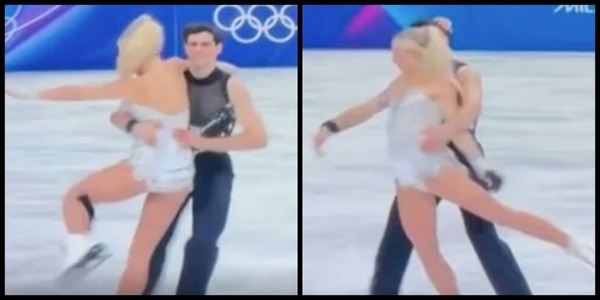Imbarazzante incidente sfiorato nel pattinaggio alle Olimpiadi: il costume si impiglia, e...