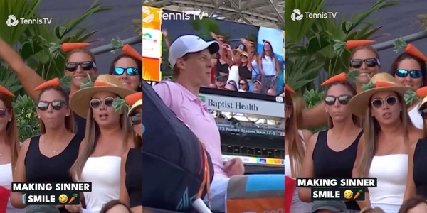 Dopo i carota boys, ecco le carota girls: Sinner non riesce a trattenere le risate