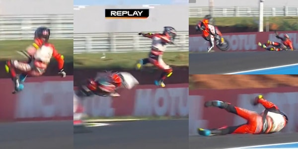 La moto vola via, il pilota è illeso per miracolo: lo spaventoso incidente durante il Gp del Brasile