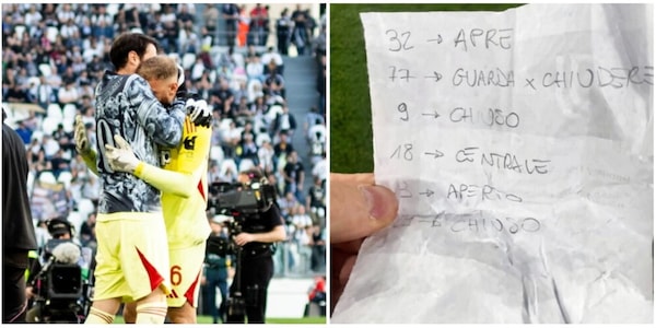 Pinsoglio corre da Di Gregorio con il bigliettino dei rigoristi del Genoa: come quello di Donnarumma, ma stavolta ha funzionato