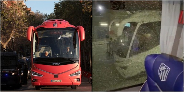 Sassate contro il pullman dell'Atletico Madrid a Barcellona: finestrini rotti, paura e rabbia per Simeone