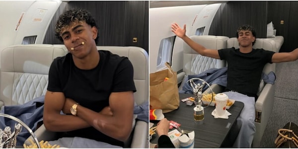 “Vi sembra professionale?”, bufera su Yamal per una foto prima dell’infortunio: in jet con cibo spazzatura