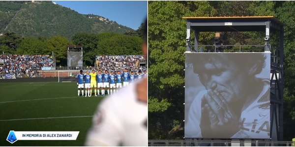 Como e Napoli omaggiano Alex Zanardi: il Sinigaglia commosso per il minuto di silenzio