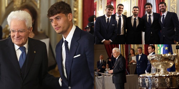 I vincitori della Coppa Davis ricevuti al Quirinale: Cobolli e gli altri azzurri insieme a Mattarella