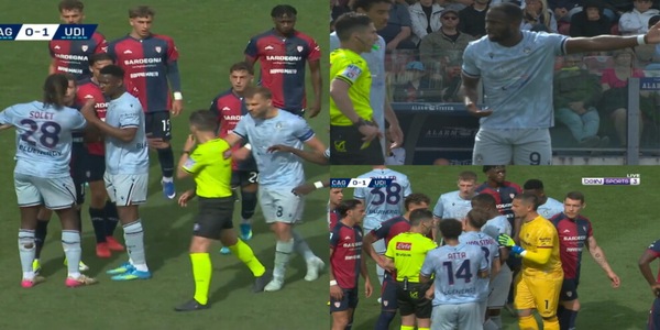 Tensione nel finale di Cagliari-Udinese, insulti razzisti contro Davis che sbotta ed esce senza maglia