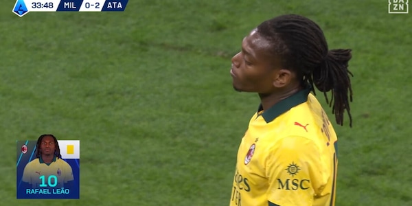 Leao ammonito contro l'Atalanta, era diffidato: salta Genoa-Milan
