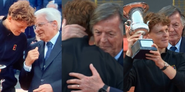 L'abbraccio con Panatta e le risate con Mattarella: la premiazione speciale di Sinner agli Internazionali d'Italia