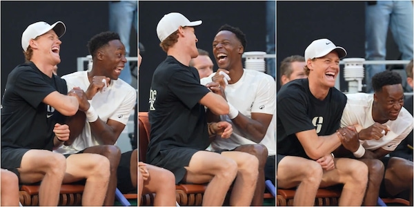 Sinner e Monfils piegati in due dalle risate: Jannik l'amico speciale di Gael per la serata d'addio al Roland Garros