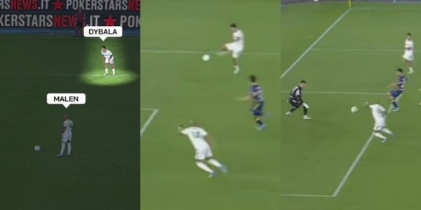 L'intelligenza di Dybala sul rigore della Roma: Malen sbaglia ma Paulo è pronto, la sequenza