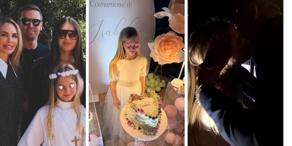 La comunione di Isabel Totti: gli abiti, la bomboniera, le foto della festa e il bacio con papà Francesco che spazza via le bugie