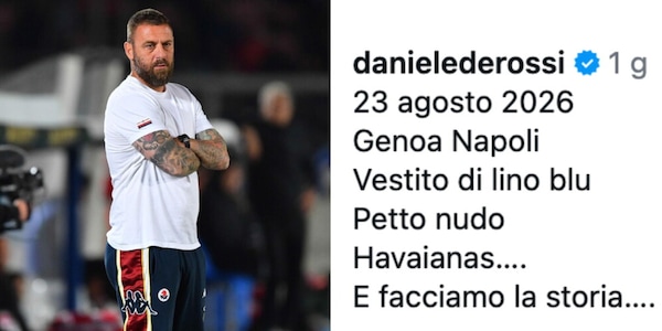 De Rossi e l'outfit promesso contro il Napoli che fa impazzire i social: "Vestito di lino e petto nudo"