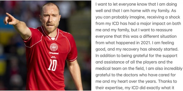 Eriksen, il messaggio dopo il nuovo malore: "Sto bene, il recupero è già cominciato"