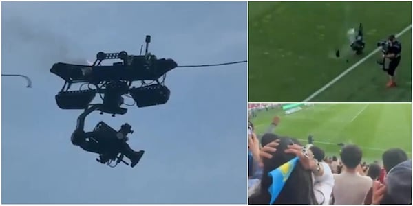 Tragedia sfiorata in Ungheria-Kazakistan, una telecamera cade dal tetto dello stadio: cosa è successo