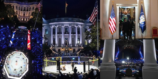 Il ring davanti alla Casa Bianca, i lottatori che passano per lo Studio Ovale: le immagini del contestato UFC 250