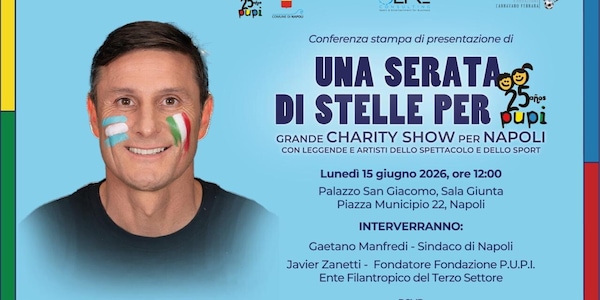 Una serata di stelle per Pupi: il charity show a Napoli, da Zanetti a Max Pezzali e Lavezzi