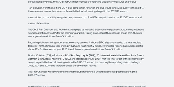 Roma multata dalla Uefa, superati due parametri del Settlement Agreement
