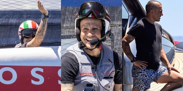 Cannavaro insieme a Luna Rossa: le foto a bordo di un AC40 del team