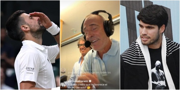 Wimbledon, Alcaraz segue la partita di Djokovic in tv e interviene: il siparietto con Corretja