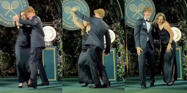 Sinner si scatena nel ballo dei campioni di Wimbledon: le foto dal palco con Noskova