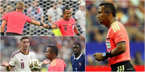L'assurda sbadataggine dell'arbitro Barton: si dimentica lo spray in Francia-Spagna e alla punizione...