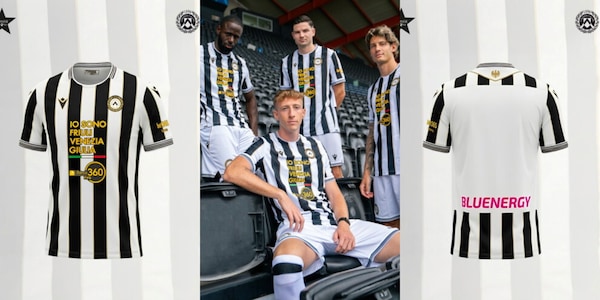 Macron torna alle tradizionali strisce bianconere nel nuovo home kit 2026/27 dell'Udinese Calcio