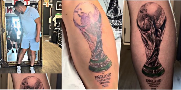 Un tifoso inglese si è già tatuato la vittoria dell'Inghilterra ai Mondiali: i social impazziscono e aspettano