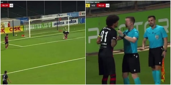 Rigore incredibile assegnato in Conference League: il difensore pensa che la palla sia fuori e la prende con le mani