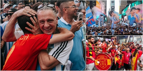 Entusiasmo alle stelle per Spagna-Argentina: i tifosi invadono New York, Times Square è un tripudio di colori
