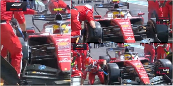 Hamilton, che paura a Spa: colpisce un meccanico Ferrari dopo il pitstop! La sequenza