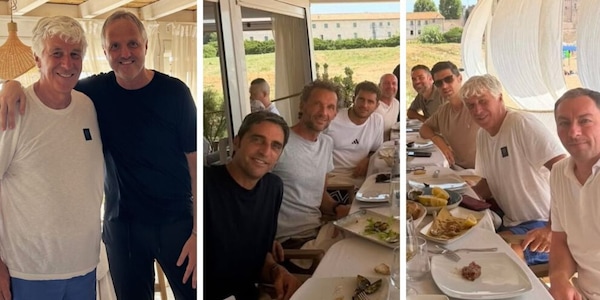 Gasperini e D'Amico, pranzo al mare (con telefono) insieme allo staff: ecco chi c'era