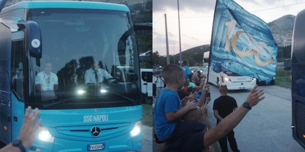 Napoli, che festa per l'arrivo della squadra di Allegri a Castel di Sangro  