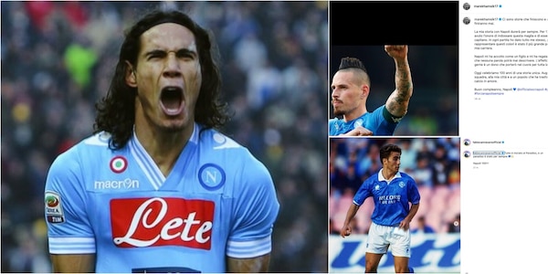 100 anni Napoli, da Cavani ad Hamsik: quanti messaggi di auguri dagli ex