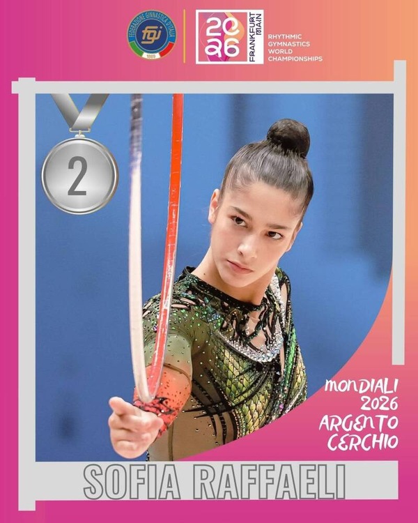 Mondiali ginnastica ritmica, Sofia Raffaeli d'argento al cerchio