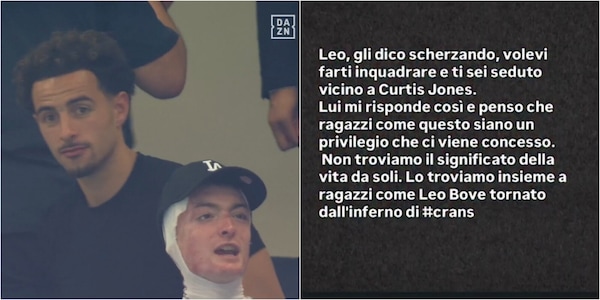 Crans Montana, Leonardo Bove a San Siro davanti a Curtis Jones: e sui social scherza. L’audio con il direttore Ivan Zazzaroni