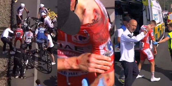 La spalla infortunata e sangue ovunque: la caduta shock di Pogacar mette fine alla sua Vuelta