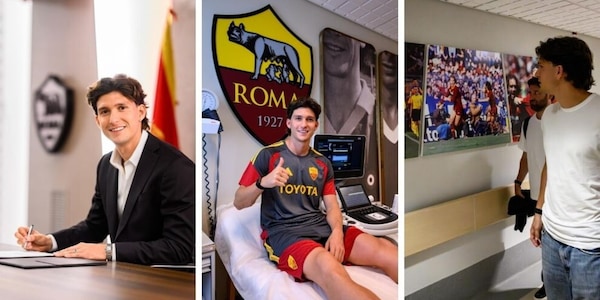 Balerdi a Trigoria: le foto del primo giorno e quello sguardo al gol di Manolas