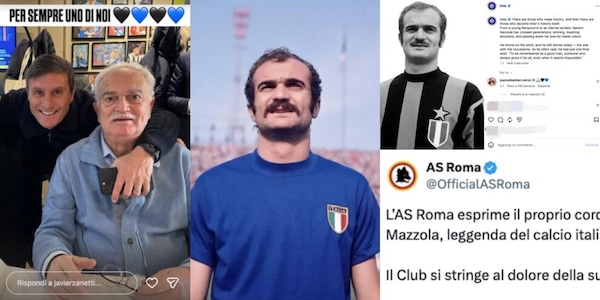 Dall'Inter al Napoli, tutti i messaggi social per Sandro Mazzola