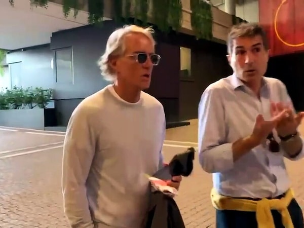 Il ct Mancini arriva all'Olimpico per Roma-Inter