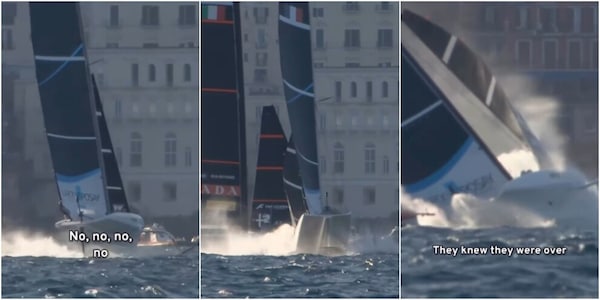 Errore pesantissimo dei francesi: la barca finisce per metà sott'acqua, la fotosequenza
