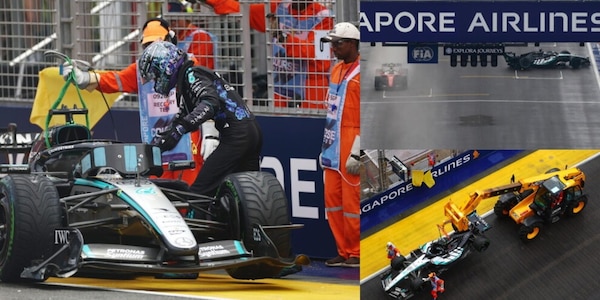 Colpo di scena Russell, il leader va a muro al secondo giro: incidente e rabbia nella Gara Sprint di Singapore