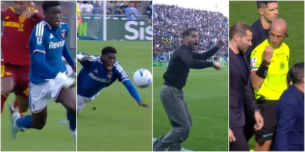Wesley-Diao, ci risiamo: contatto dubbio, Fabregas e Como furiosi. Caos in campo con la Roma