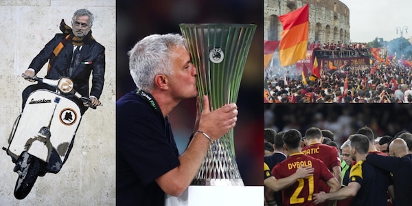 Mourinho e la storia d'amore con la Roma: le foto più belle, dall'annuncio alla vittoria in Conference