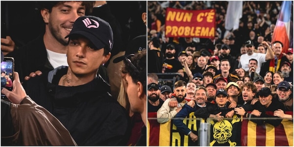 Ultimo in Curva Sud per Roma-Genoa: cappello del Palermo, selfie e abbracci con i tifosi