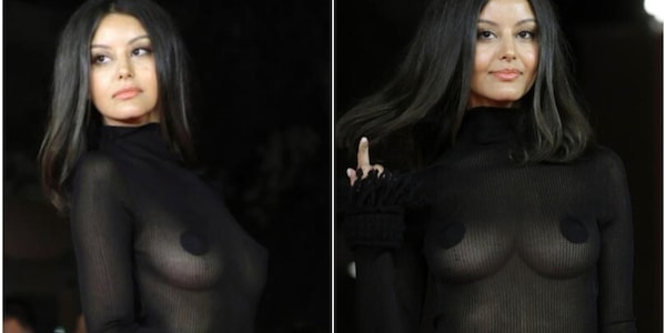 Il nude look di Zahia Dehar sul red carpet della Festa del Cinema di Roma non lascia spazio all'immaginazione