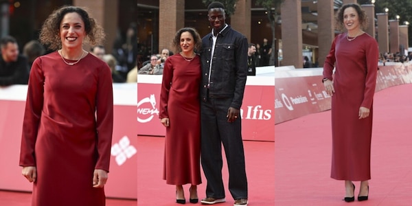 Brignone brilla in rosso alla Festa del Cinema di Roma: il red carpet è con il suo James