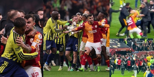 Spintoni, botte e Lukaku che prova a sedare la maxi rissa: è caos nel derby Galatasaray-Fenerbahce