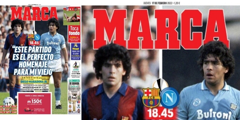 Barcellona-Napoli, la sfida di Maradona sulla prima pagina di Marca
