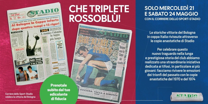 Triplete rossobl&ugrave;: in edicola le copie storiche del Corriere dello Sport-Stadio