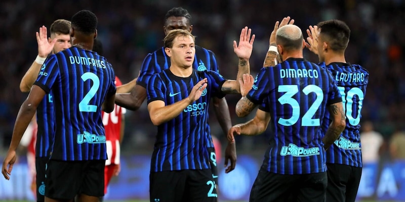 Inter ok con l&#39;Olympiakos: Dimarco, gol e infortunio. A segno anche Thuram